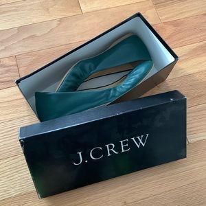 JCrew Cece leather ballet flats Boulevard green